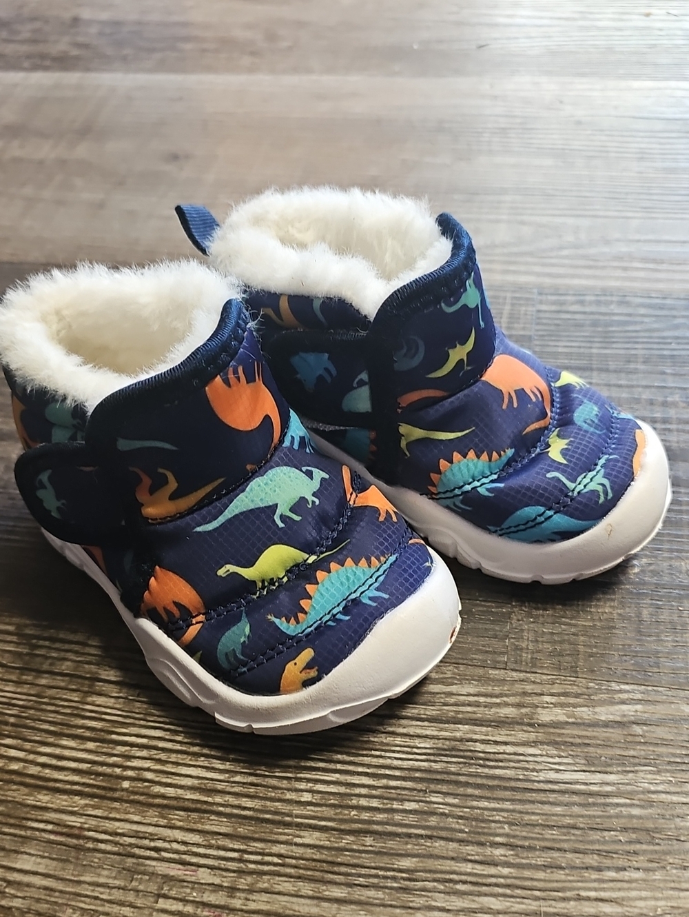 Toddler Dinosaur Faux Fur Winter Boots - Size 5